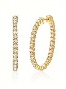 Hypoallergenic Women's Earrings, Large Hoop Earrings With Cubic Zirconia, Fashion Simple Classic Hoops Suitable For Daily Wear, Birthday Gift