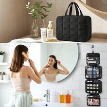 Travel Toiletry Bag With Jewelry Organizer, Hanging Travel Bag For Toiletries, Puffy Makeup Cosmetic Bag Organizer, Carry-On Travel Accessories Essentials - 黑色 - 查看 5