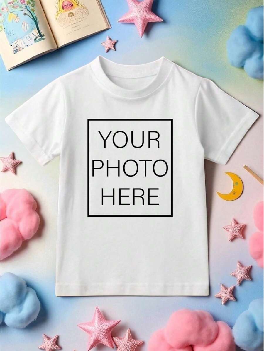 Personalised Kids Photo T-Shirt, Childrens Custom Photo Shirt, Your Own Photo Toddler Tee, Personalized Picture Youth Sweatshirt, Custom Photo Printed Birthday Gift. - White - View 1