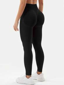Yefecy Women's Butt Lifting Tight Pants, High Impact, Seamless Workout Leggings, High Waist Tummy Control Yoga Pants - màu đen - Xem 4