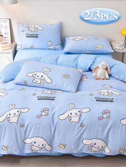  Sanrio Cute Print 2/3pcs Bedding Set - Hello Kitty/Kuromi/Cinnamoroll/Pochacco (1pc Duvet Cover + 1/2pc Pillowcase, No Filling) Cartoon Full Size, Soft & Comfortable, Suitable For Dorm, Student, Home Bedroom, Hotel, All Seasons, With Zipper Closure And Pillowcase, Multi-Color , Oversized Bedding Set, Oversized Duvet Cover