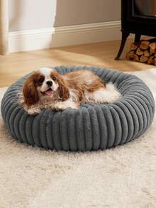 1pc Plush Dog Bed, Warm Pet House, Breathable Cat Nest Suitable For Small, Medium And Large Cats And Dogs, All Season - Grey - View 2
