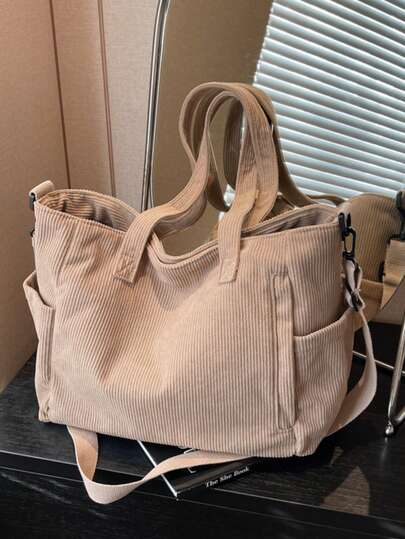 纯色牛仔布便携式拉链时尚手提包，适合女性日常使用 - 女士手提包、牛仔布手提包、单肩包、斜挎包或手提包，适合学校、办公室、旅行