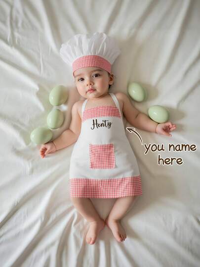 Tenue de petit chef personnalisable, convenant pour les accessoires de photographie des 100 jours, prend en charge la broderie du nom et de la date (0-3M)