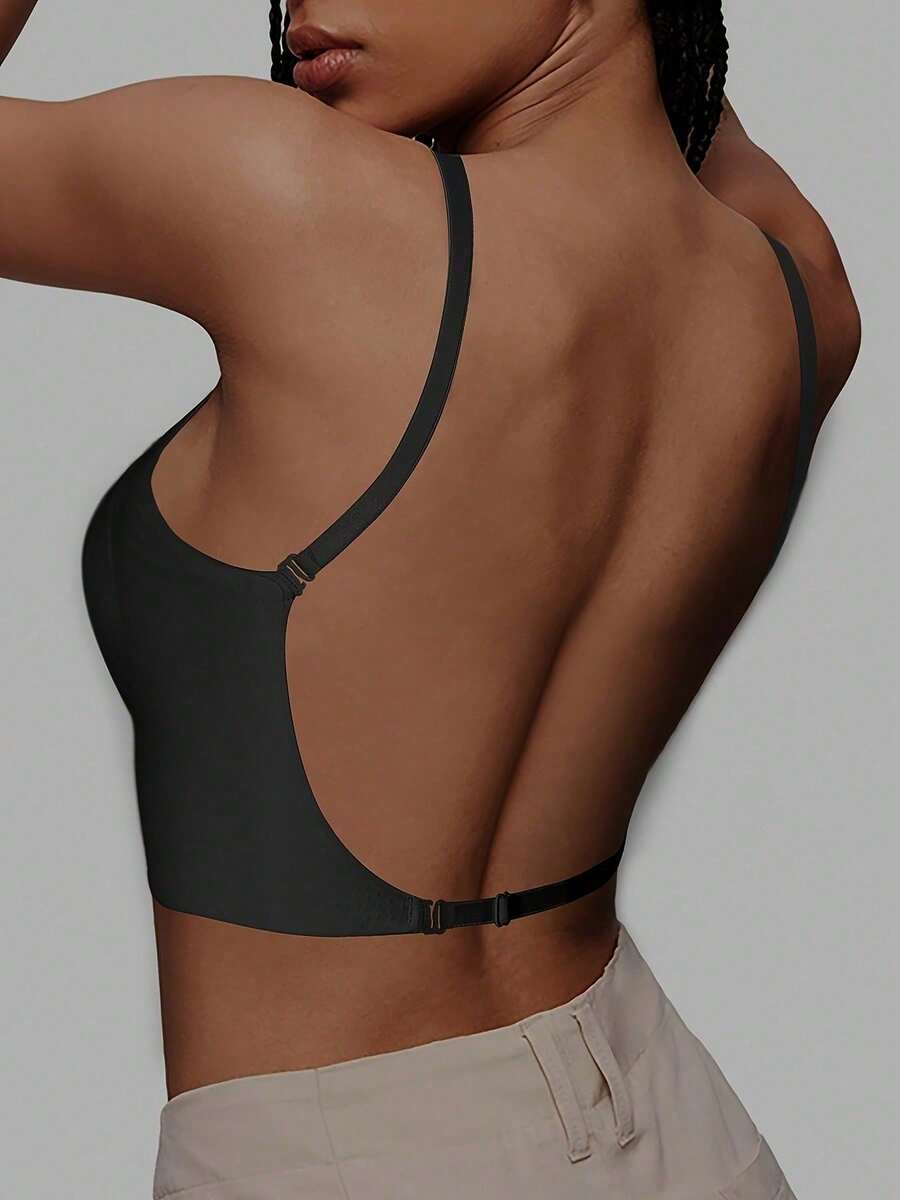 1/2 Pcs Seamless Backless Wireless Bra - 3-Way Cross-Back Design, Removable Pads & Adjustable Straps, Elegant Everyday Undergarment For Women, Comfortable Undergarment, Sleek Underwear, Smooth Texture - Black - View 1