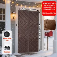 1pc Magnetic Thermal Insulated Door Curtain - Waterproof, Windproof, Noise Reducing, Quilted Design And Wider Edges For Perfect Fit - Easy Installation No Drilling (Hook And Loop/Pushpin Flexible) - Available In Multiple Widths (80cm - 120cm) And 210cm Height, Suitable For Home Decor All Year Round - Multicolor - View 16