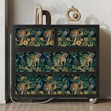 1 Roll Retro Green Forest Self-Adhesive Wallpaper, Tiger Peacock Floral Plant Pattern, Peel And Stick, Waterproof Wallpaper, Removable Contact Paper, Easy To Install, Suitable For Home Decor, Bedroom, Living Room, Kitchen Wallpaper, Furniture Cabinet Surface Renovation Stickers, Back To School Season And Autumn Holiday Gift, 17.32* 118.11/196.85 Inches