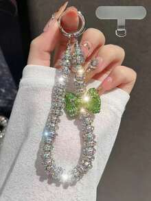 Colgante de llavero con oso/lazo de nudo con strass premium, cadena versátil anti-caída, decoración asimétrica de lazo de perla falsa, adecuado para teléfono, viaje al aire libre, compras, cordón anti-pérdida, correa de funda de teléfono de moda