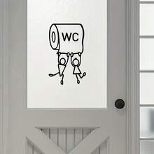 1 件自粘式浴室厕所标志乙烯基贴纸 - 适用于家庭和商业浴室的独特墙面装饰，易于安装，完美的节日礼物，浴室装饰和配件，厕所装饰 - 彩色 - 查看 6