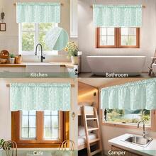 ASPMIZ Linen Farmhouse Kitchen Curtains, Double Layer Valances For Windows With Linen And Lace, Rustic Curtains For Bathroom Window, Cafe Curtain 18 Inch Length Rod Pocket, 52 X 18, Light Green - 淺綠色52Wx18L包裝1 - 查看 8