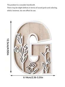 1 Pc Floral Wooden Letters Decor , Wood Alphabet With White Flower Patterns, 26 Letter Custom Name Decoration, Home Decor For Living Room, Bedroom, Entryway, Nursery, Wedding, Party Decoration