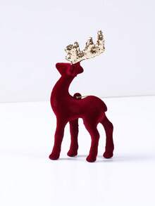 1pc Wine Red Christmas Velvet Reindeer Hanging Decor, Deer Pendant, Burgundy Elk Ornament Pendant For Christmas Tree Hanging Ornament, Christmas Reindeer Hanging Decorations, Christmas Tabletop Decor Centerpiece, Christmas Decorations 2025, Home Decor, Room Decor, Winter Wonderland Display, Christmas Gift, Xmas Party Decor, Creative Home Table Decoration, Christmas Table Ornaments, Merry Christmas Party Supplies, Party Favors, Decor