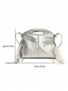 2025新款流苏包，个性时尚百搭手提包，休闲通勤单肩斜挎包 - 亮銀色 - 查看 10