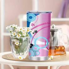 1pc 20 Oz Stainless Cup, Coffee Cup That Keeps Coffee Hot, Perfect For Gym, Office, School, And Travel, Fall Decor, Smoothie Transport, Bubblescape Fantas