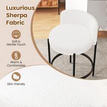 Boucle Counter Stools Set Of 4 W/Curved Backrest Metal Frame Comfy Footrest - 米色和黑色 - 查看 6