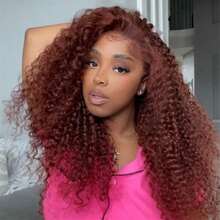 New Year Festival, Christmas Day  Activities Beauty Full Density Ends 250 Density We Promise 100% Raw Human Hair,  13*6 Lace Wigs Reddish Brown Ginger Color  Ultra-Thin HD Transparent  Lace Front Wigs Upgraded Tiny Knots Real Pre Bleached 26 Inch Copper Red Deep Wave Frontal Wig 13x6 Full Lace Curly Wigs Human Hair Wedding Party Christmas Mother's Day Valentine's Day Daily Use - Reddish Brown - 查看 3