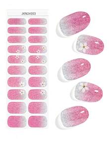 JKNART 20 piezas Pegatinas de gel de uñas semi-curado, Pegatinas de arte de uñas de gel UV, Pegatinas de uñas semi-curado, Pegatinas de gel de uñas suaves de segunda generación semi-curado que requieren curado bajo luz, Pegatinas de gel de uñas semi-curado