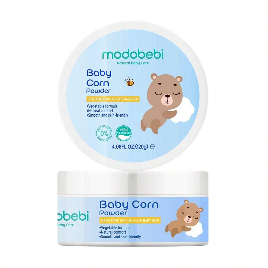 Modobebi Baby Corn Powder, Moisture-Wicking, Refreshing And Comfortable, Soothing Skin, All-Body Use. Natural Plant-Based Formula, Fine Powder Texture, Gentle Ingredients, No Additives.
