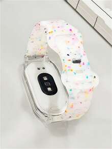 2 Peças/Conjunto Pulseira de Silicone Macia Jelly Colorida e Bolinhas Finas + Capa Protetora Transparente Compatível com Xiaomi Mi Band 10 9 8 7 6 5 4 3, Pulseira de Reposição Adorável Compatível com Mi Band, Acessórios de Pulseira Inteligente Simples e Confortável 14MM - Branco - Visão 8