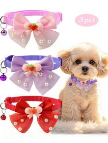 1pc Or 3pcs Set Cute Shiny Bow Bell Pet Collar For Daily Use - For Cats And Dogs - Multicolor - View 17