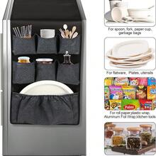 15-Pocket Fridge Storage Organizer Bag, Hanging Refrigerator Organizer Bag With Large Fabric Pockets For Plates, Utensils, Spices, Napkins And Other Daily Necessities, Suitable For Most Household Fridges, Dorms, Offices, Kitchens, And Schools