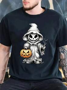 Men's Halloween Pumpkin T-ShirtPlus Size Men's T-Shirt In Size L-XXXL, PLUS SIZE,Nightmare Before Christmas,Christmas,Halloween Costumes,Funny T Shirts,Summer Outfits,Thanksgiving Day,Men Graphic Tees,Streetwear Men - màu đen - Xem 1