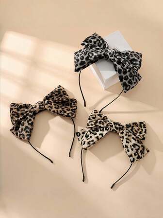 1個 エレガントでかわいいヒョウ柄リボンヘアバンド、カジュアルな日常使いに最適、女の子への素敵なギフト