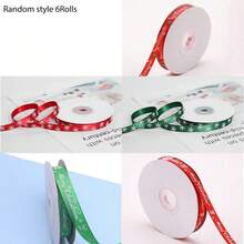 1 pezzo/3 pezzi/6 pezzi 1cm*500cm Nastro natalizio con decorazioni di alberi di Natale e fiocchi di neve per confezioni regalo di Natale
