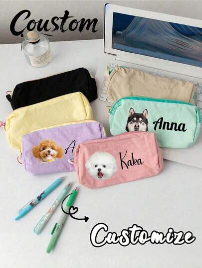 Personalizowany piórnik z makaronikami, bardzo atrakcyjny, nowy styl, przenośna torba o dużej pojemności, prosta torba na artykuły papiernicze, gumka do ołówka, linijka do przechowywania artykułów papierniczych, jednokolorowy, łatwy w noszeniu piórnik z zamkiem błyskawicznym, powrót do szkoły, artykuły szkolne, piórnik, torba szkolna