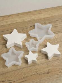 3件套星形硅胶模具DIY创意星形香薰蜡烛模具家居装饰礼品摆件石膏模具工艺品制作环氧树脂铸模 - 白色 - 查看 3