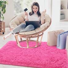 Soft Modern Indoor Shaggy Rug For Bedroom Livingroom Dorm Kids Room Home Decorative, Non-Slip Plush Fluffy Furry Fur Area Rugs Comfy Nursery Accent Floor Carpet 3x5 Feet, Hot Pink - 亮粉紅色 - 查看 5
