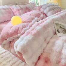 1pc Thickened Plush Duvet Cover, Faux Rabbit Fur Soft & Fluffy Single Duvet Cover, Without Pillow Case, Soft & Comfortable, Machine Washable, Suitable For Bedroom, Dorm, Autumn/Winter - Pink - View 4
