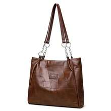 Women Shoulder Bag, Large Capacity Letters Handbag Soft Tote Bag for Casual Daily - Marrón claro - Ver 7
