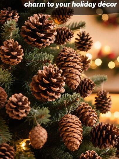 圣诞装饰品天然松果工艺品，3 英寸至 4 英寸高松果工艺品，适用于圣诞节、餐桌、家居装饰、花瓶填充物、书桌和圣诞树，无香松果工艺品装饰品，适用于餐桌、家居装饰、花瓶填充物装饰