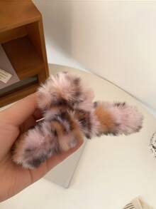 1 szt. pluszowa spinka do włosów w kształcie lamparta, elegancka, francuska spinka do włosów dla kobiet, jesienno-zimowa, modna spinka do włosów z nadrukiem zwierzęcym, zimowa spinka do włosów, puszyste spinki do włosów, akcesoria do włosów dla kobiet, stroje wakacyjne, kobieta