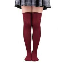 Simple Solid Thigh Socks, College Style Full Match Knee Socks, Women's Stockings And Socks - 灰色 - 查看 7
