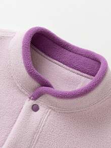 mini bala Baby Mädchen Farbblock Fleecejacke Anti-Statisch Weich Warm Stickerei Gemütlich Oberteil