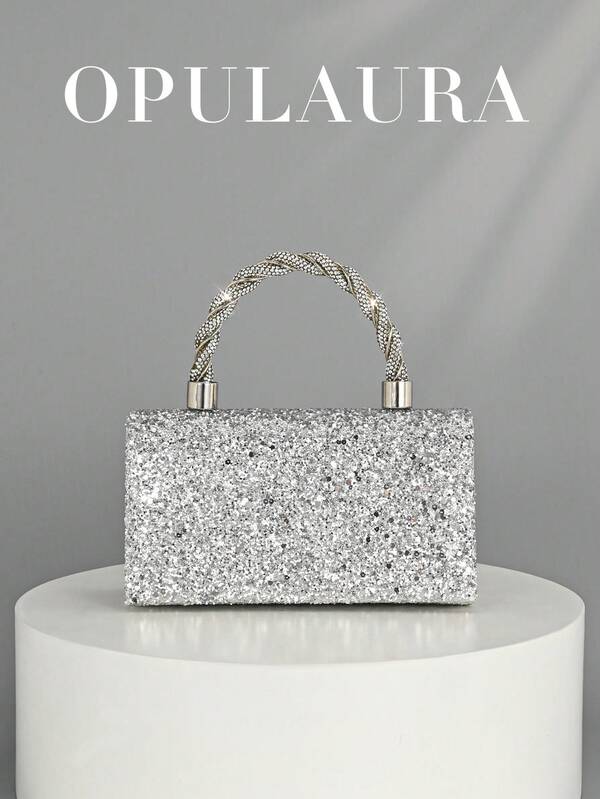 OpulAura Fashionable & Elegant Diamond Handbag & Shoulder Bag, Formal Evening Clutch Purse For Women, Suitable For Weddings, Bridesmaids, Parties, Christmas, Halloween Galas, Birthdays, Cocktail Events, And Professional Occasions