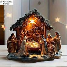 2D Flat, Christmas Scene Acrylic Display Decor - Starry Night Snowy Landscape Desktop Ornament, No Power Needed, Multi-Functional Holiday Gift Suitable For 11 Celebration Occasions, Home And Office Use, 2D Flat Home Decor Christmas Decorations Room Decor - Multicolor - View 3