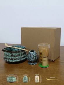 1 pieza/4 piezas Tazón de Matcha Raku, Accesorios de Juego de Té Cerámico, Batidor de Matcha, Cepillo de Té, Revolvedor de Té Japonés, Juego de Té para el Hogar, Diseño de Bambú, Estilo Minimalista, Construcción Durable, Bambú Natural, Accesorios de Té, Utensilios de Bambú, Regalo Perfecto para Amantes del Té, Regalo Ideal para Ceremonia, Decoración Tradicional, Ceremonia de Matcha