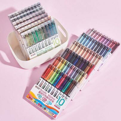 120 Colors Acrylic Paint Markers Pen,With Direct Liquid Ink Control System, Suitable For Paper, Pottery, Stones, Glass,Stone, Wood, Calligraphy, Canvas, Ceramic, Metal, Glass, Rock Painting, DIY Crafts