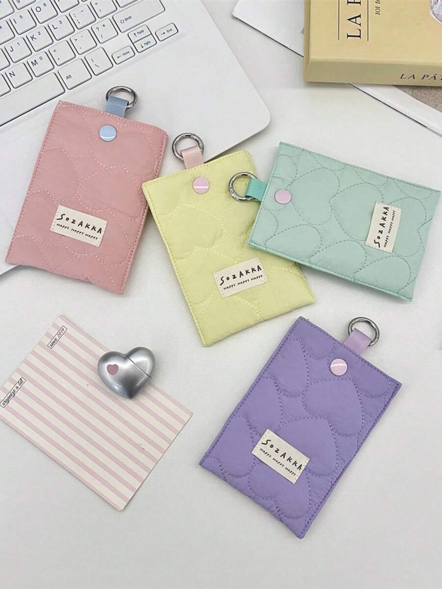 1 Stück gesteppte Liebes-Kartentasche, Damen Kleine/Große Kapazität Kartentasche, Studenten Kartenhalter Geldbörse, Bankkarten Tasche für Frauen, Mini Geldbörse, Münzbörse, Geldtasche, Y2K