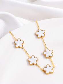 1 Peça Pulseira de Flor de Trevo da Sorte Banhada a Ouro 18K em Aço Inoxidável, Acessório de Moda de Luxo e Alta Qualidade, Adequado para Uso Diário, Festivais, Encontros e Presentes para Mulheres