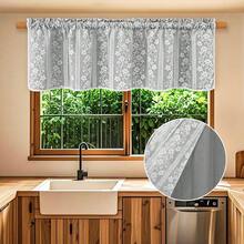 Linen Farmhouse Kitchen Curtains, Double Layered Valances For Windows With Linen And Lace, Rustic Curtains For Bathroom Window, Kitchen, Cafe Curtain 18 Inch Length Rod Pocket, 52 X 18, Grey - Grey52Wx18LPackof1 - View 10