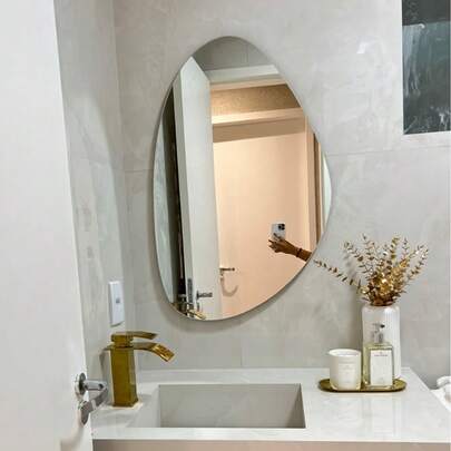 Espelho Organico Led Corpo Inteiro Para Penteadeira Maquiagem Profissional De Vidro Tendencia Para Quarto Camarim Banheiro