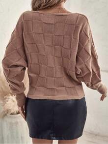 Winter Batwing Sleeve Knitted Sweater Cold Weather Blouse - Nude - View 5