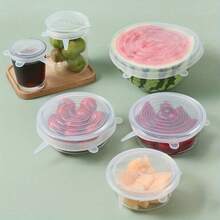 6 Multifunctional Silicone Fresh-Keeping Covers For Easy Storage And Use, Can Isolate Food Dust And Insects,Suitable For Bowls, Pots, And Containers, And A Practical Accessory Essential For The Kitchen - 白色 - 查看 9