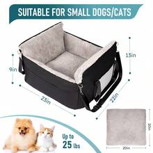 Small Dog Car Seat For Small Dogs, Waterproof Car Seat For Dogs With Clip-On Leash, Washable Dog Booster Seat Travel Bed With Adjustable Straps, Soft Pet Car Seat For Small Pets Up To 25lbs