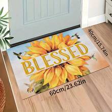 1pc Sunflower Pattern Welcome Mat, Durable Drainage Rug For Kitchen, Living Room, Entryway, Balcony, Home Decor, Anti-Slip, Suitable For Cafe, Bar, Holiday, Party, Bedroom, Bathroom