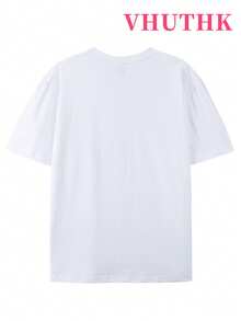 VHUTHK Letter And Portrait Print (220 Cotton T-Shirt) Men's Summer Round Neck Short Sleeved Casual Cotton Print Jesus Faith - white 3 - 查看 2